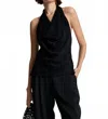 A.l.c Eliana Hammered Crepe Top In Black In Black