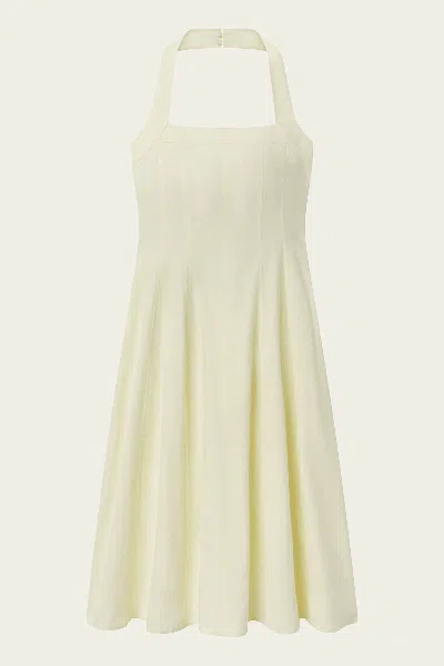A.l.c Elinor Linen Midi Halter Dress In Light Canary In White