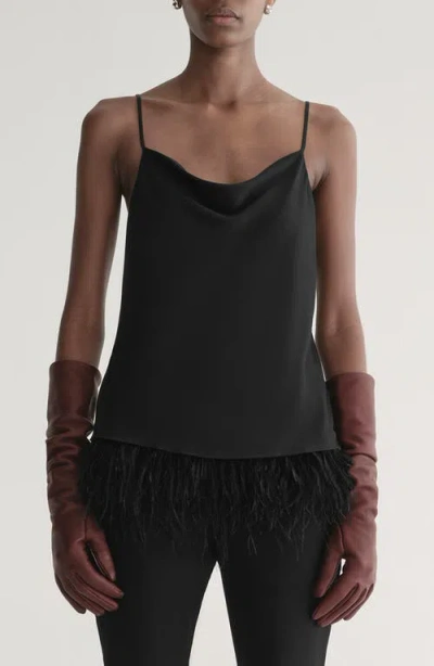 A.L.C A.L.C. ELIZA FEATHER TRIM SATIN CAMISOLE