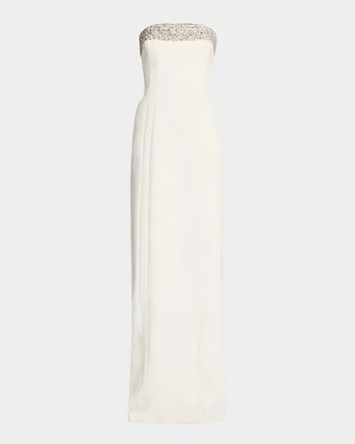 A.l.c Elizabeth Embellished Strapless Gown In Whitecrys