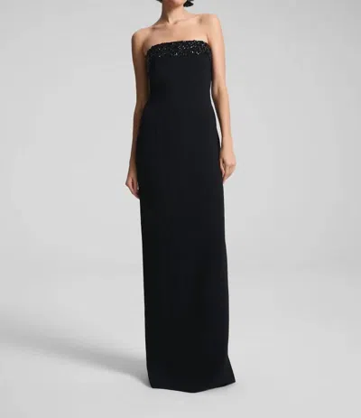A.L.C ELIZABETH STRAPLESS EMBELLISHED GOWN IN BLACK/JET