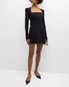 A.l.c Ella Seamed Square-neck Mini Dress In Black