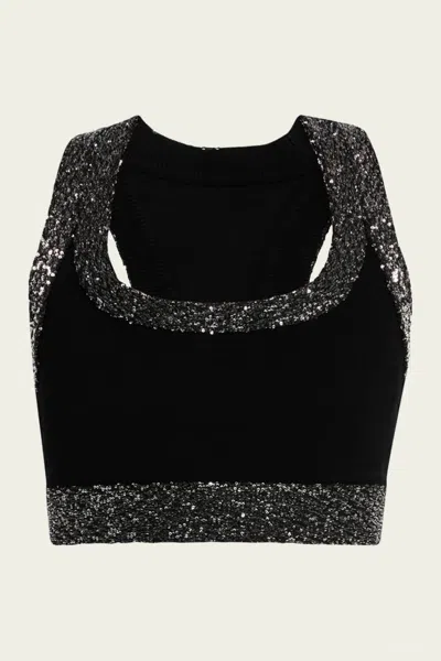 A.l.c Elle Sequined Embellished Bra In Black