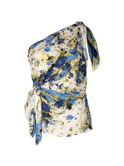 A.l.c Elliana Floral-print One-shoulder Blouse In Multi