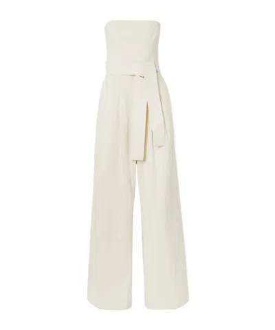 A.l.c Elsie Strapless Belted Linen-blend Jumpsuit In Neutral