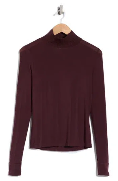 A.l.c . Elyse Mock Neck Long Sleeve Knit Top In Chocolate Plum