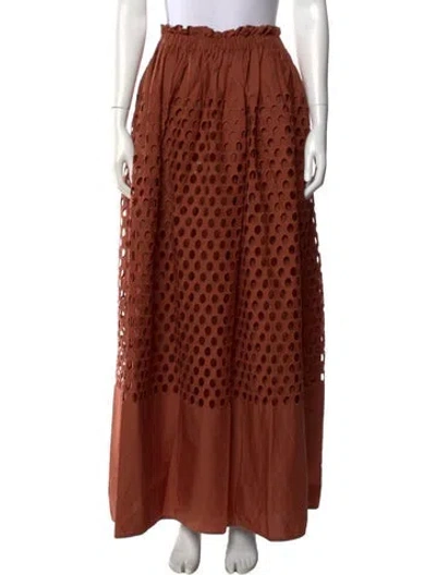 Pre-owned A.l.c Embroidered Accent Long Skirt In Brown