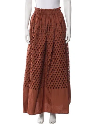 Pre-owned A.l.c Embroidered Accent Long Skirt In Brown