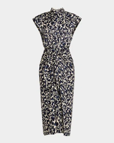 A.l.c Emilia Draped Satin Shirtdress In Multi