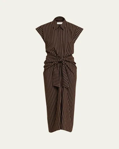 A.l.c Emilia Pinstripe Draped Tie-waist Shirtdress In Multi