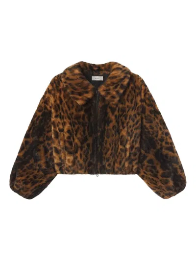 A.l.c Esme Animal-print Cropped Jacket In Brown