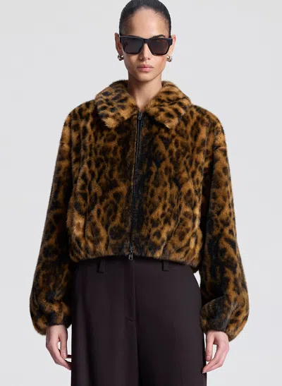 A.l.c Esme Leopard Faux Fur Jacket In Brown