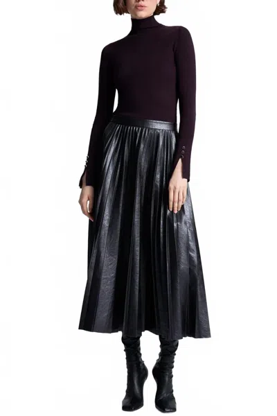 A.l.c Etta Midi Skirt In Deepest Brown In Black