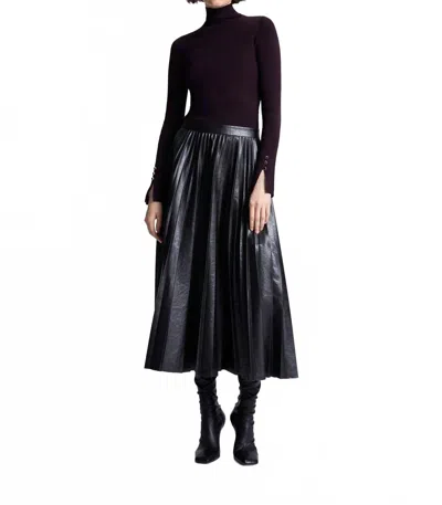 A.l.c Etta Vegan Leather Midi Skirt In Deepest Brown In Black
