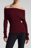 A.l.c . Evelyn Off The Shoulder Merino Wool Blend Sweater In Burgundy