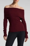 A.l.c . Evelyn Off The Shoulder Merino Wool Blend Sweater In Burgundy
