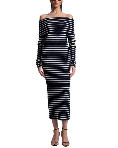 A.l.c Evelyn Merino Off Duf Shoulder Midi Dress In Navy White In Black
