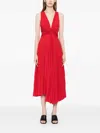 A.l.c Everly Pleated Midi Dress In Rouge In Multi