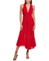 A.l.c Everly Pleated Midi Dress In Rouge In Red