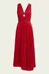 A.L.C EVERLY PLEATED MIDI DRESS IN ROUGE