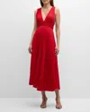 A.l.c Everly Pleated Midi Dress In Rouge In Rouge