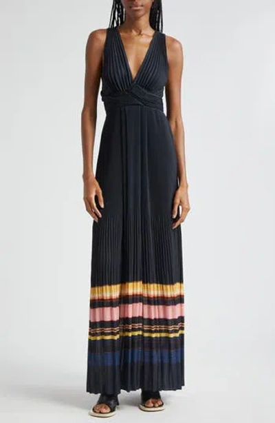 A.l.c . Everly Stripe Pleat Maxi Dress In Blue