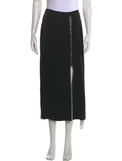 Pre-owned A.l.c Eyelet Trim Midi Length Skirt In Black