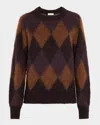 A.l.c Ezra Argyle Crewneck Sweater In Brown