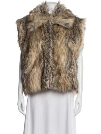 Pre-owned A.l.c Faux Fur Animal Print Faux Fur Jacket In Brown