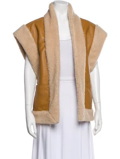 Pre-owned A.l.c Faux Fur Colorblock Pattern Vest In Neutral