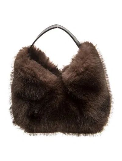 Pre-owned A.l.c Faux Fur Shoulder Bag In Brown
