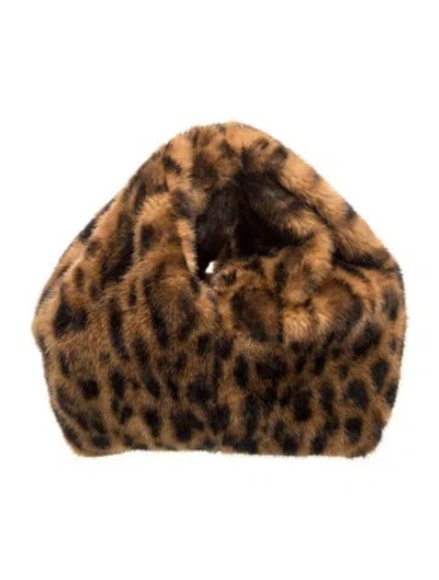 Pre-owned A.l.c Faux Fur Top Handle Bag In Brown