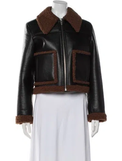 Pre-owned A.l.c Faux Leather Biker Jacket In Black