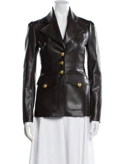 Pre-owned A.l.c Faux Leather Biker Jacket In Brown