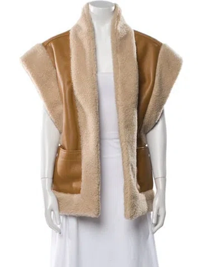 Pre-owned A.l.c Faux Leather Colorblock Pattern Vest In Neutral