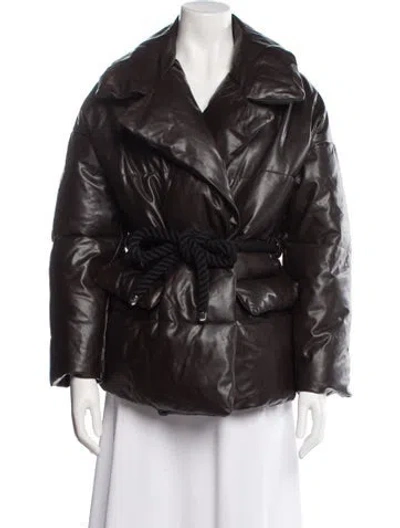 Pre-owned A.l.c Faux Leather Jacket In Brown