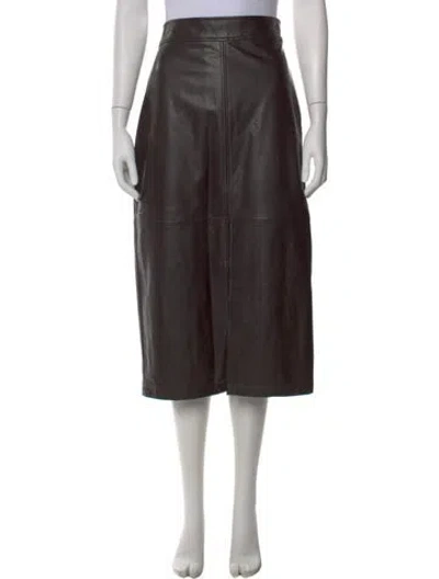 Pre-owned A.l.c Faux Leather Midi Length Skirt In Brown