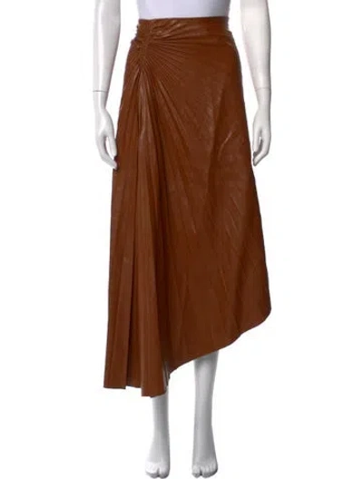 Pre-owned A.l.c Faux Leather Midi Length Skirt In Brown