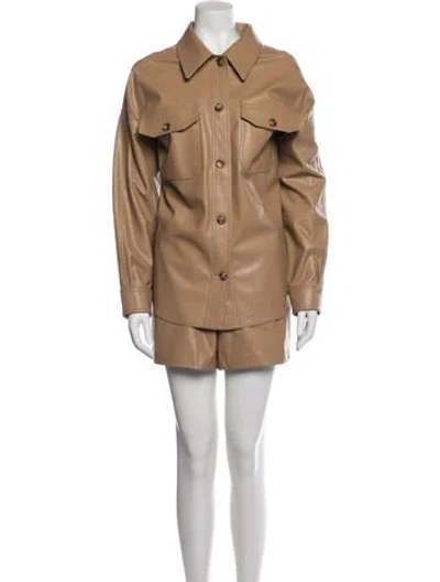 Pre-owned A.l.c Faux Leather Short Set In Neutral