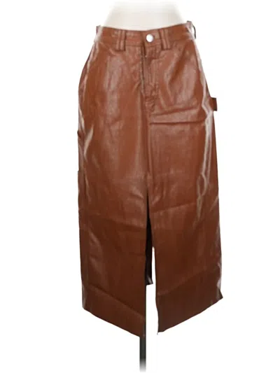 Pre-owned A.l.c Faux Leather Skirt In Brown