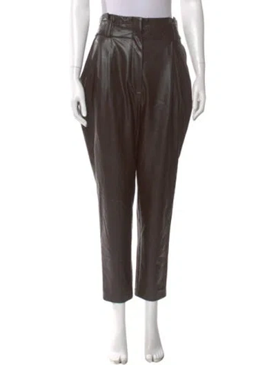 Pre-owned A.l.c Faux Leather Straight Leg Pants In Brown