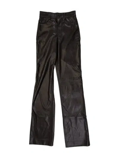 Pre-owned A.l.c Faux Leather Straight Leg Pants In Brown