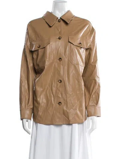 Pre-owned A.l.c Faux Leather Utility Jacket In Brown
