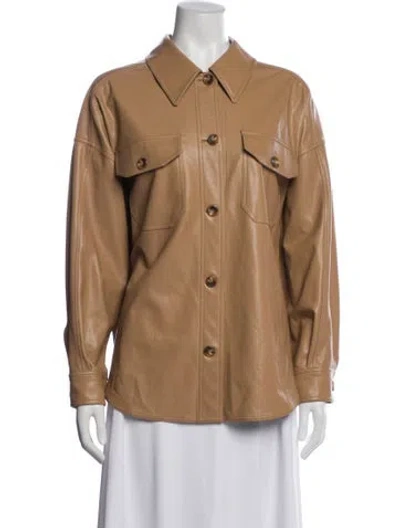 Pre-owned A.l.c Faux Leather Utility Jacket In Brown