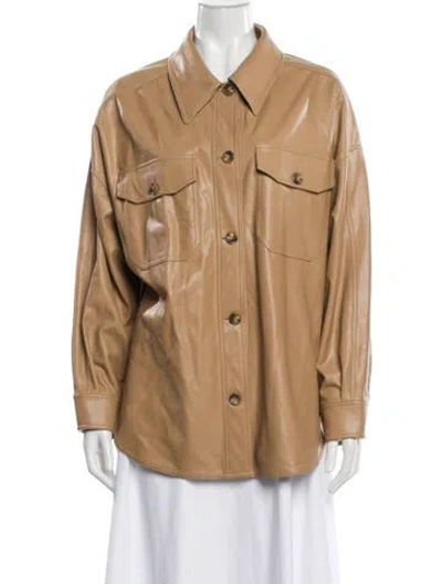 Pre-owned A.l.c Faux Leather Utility Jacket In Brown