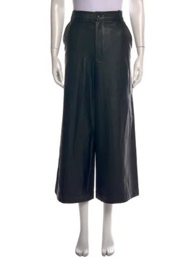 Pre-owned A.l.c Faux Leather Wide Leg Pants In Black