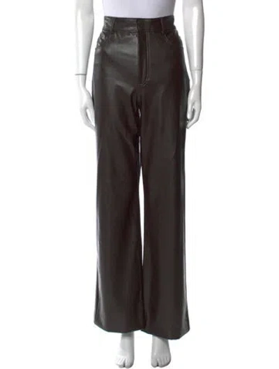 Pre-owned A.l.c Faux Leather Wide Leg Pants In Brown