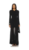 A.l.c . Fawn Shirred Long Sleeve Trumpet Gown In Black