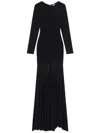 A.l.c . Fawn Shirred Long Sleeve Trumpet Gown In Black