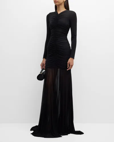 A.l.c Fawn Ruched Column Gown In Black